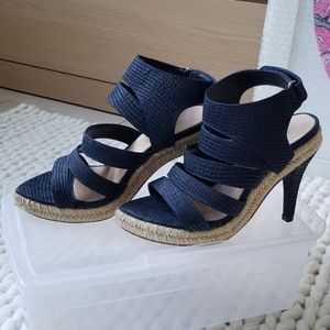 Loeffler Randall Navy Lizard Skin Sandals